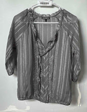 Load image into Gallery viewer, Express Womens Gray Striped 3/4 Sleeve Tie Front Blouse Top Size X-Small