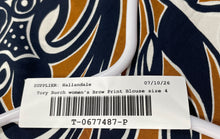 Load image into Gallery viewer, Tory Burch Womens Brown Black Printed Sleeveless Pullover Tunic Blouse Top Sz 4