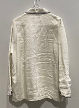 Load image into Gallery viewer, Zara Womens White Black Linen Pockets Long Sleeve Blouse Top Size Small
