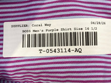 Load image into Gallery viewer, Hugo Boss Mens Purple Striped Long Sleeve Collared Dress Shirt Size 16 1/2