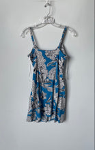 Load image into Gallery viewer, Zara Womens Blue White Black Floral Sleeveless V-Neck Mini Dress Size XS