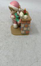 Load image into Gallery viewer, Precious Moments Pink Christmas Santa Fireplace Lighted Ornament Figurine