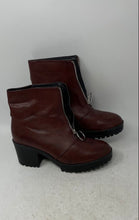 Load image into Gallery viewer, Beston Womens Ruler-2 Brown Round Toe Block Heel Front Zip Ankle Bootie Size 8.5