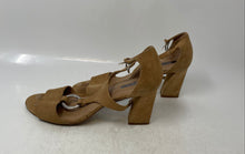 Load image into Gallery viewer, Tahari Womens Beige Suede Open Toe High Block Heel T-Strap Sandals Size 8