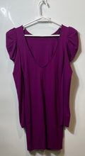 Load image into Gallery viewer, Forever 21 Womens Wine Round Neck Long Puff Sleeve Sheath Dress Size Small