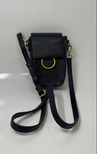 Load image into Gallery viewer, Like Dreams Womens Black Gold Ring Adjustable Strap Mini Crossbody Bag