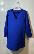 Load image into Gallery viewer, Zara Womens Blue Long Sleeve Pockets V-Neck Pullover Mini Dress Size XS