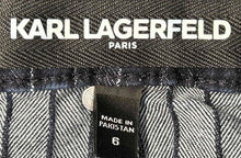 Load image into Gallery viewer, Karl Lagerfeld Paris Womens Blue Striped Denim Medium Wash Wide-Leg Jeans Size 6