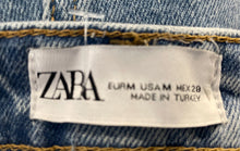 Load image into Gallery viewer, Zara Womens Blue Denim Seaming Detail Strapless Bodycon Mini Dress Size Medium