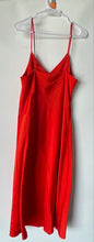 Load image into Gallery viewer, H&M Womens Orange Mama Satin Spaghetti Strap V-Neck Midi Slip Dress Size M