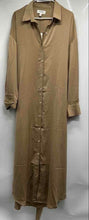Load image into Gallery viewer, Banana Republic Womens Brown Satin Long Sleeve Collared Shirt Dress Size XL
