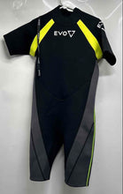 Load image into Gallery viewer, Evo Mens Black And Gray Short Sleeve Back Zip Water Sports Shorty Wetsuit Size L