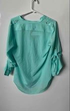 Load image into Gallery viewer, Calvin Klein Womens Light Green Long Sleeve Button-Front Blouse Top Size S