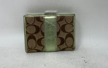 Load image into Gallery viewer, Coach Womens Brown Signature Print Jacquard ID Window Card Holder Bifold Wallet