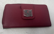 Load image into Gallery viewer, Badgley Mischka Womens Red Faux Leather Card Holder Small Zip-Around Wallet
