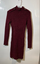 Load image into Gallery viewer, Guess Womens Burgundy Long Sleeve Mock Neck Ribbed Sweater Dress Size M