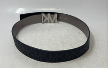Load image into Gallery viewer, Michael Kors Mens Black Gray Monogram Print Silver Buckle Reversible Belt Size S