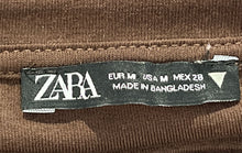 Load image into Gallery viewer, Zara Womens Brown Long Sleeve Crew Neck Pullover Bodycon Dress Size Medium