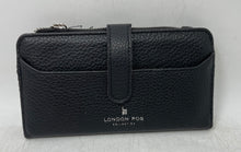 Load image into Gallery viewer, London Fog Womens Black Leather Credit Card Slots Zipper Bifold Wallet