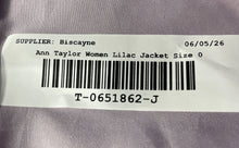 Load image into Gallery viewer, Ann Taylor Womens Lilac Long Sleeve Notch Lapel One-Button Blazer Jacket Size 0P