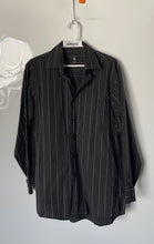 Load image into Gallery viewer, Calvin Klein Mens Black White Striped Cotton Dress Shirt Size M 15.5 32/33