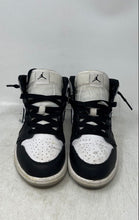 Load image into Gallery viewer, Nike Kids Air Jordan 1 Mid White Black Gray Lace-Up Sneaker Shoes Size 1.5Y