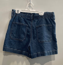 Load image into Gallery viewer, J. Crew Womens Blue Denim Dark Wash High-Rise Pockets Paperbag Shorts Size 27