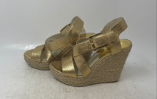 Load image into Gallery viewer, Michael Kors Womens Golden Tone Open Toe Wedge Platform Sandals Size 5M