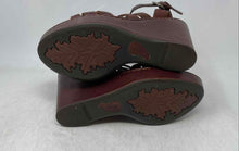 Load image into Gallery viewer, Born Womens Brown Leather Adjustable Strap Wedge Heel Strappy Sandals Size 9