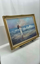 Load image into Gallery viewer, Ocean Beach Scene Silhouette Of Woman Framed Wall Decorative Art Painting