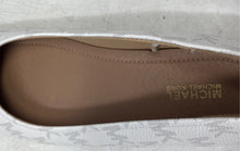 Load image into Gallery viewer, Michael Kors Girls White Gold-Tone Monogram Print Slip-On Ballet Flats Size 3