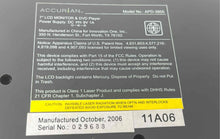 Load image into Gallery viewer, Accurian APD-3955 Silver Portable 7'' LCD Monitor & DVD Player Not Tested