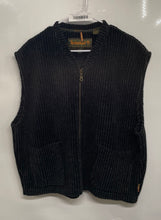 Load image into Gallery viewer, Timberland Mens Black Sleeveless Pockets Ribbed Full-Zip Vest Sweater Size L
