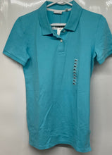 Load image into Gallery viewer, DKNYC Womens Turquoise Blue Short Sleeve Collared Golf Polo Shirt Size S