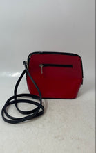 Load image into Gallery viewer, Zagara Womens Red Black Leather Zipper Inner Pockets Crossbody Bag
