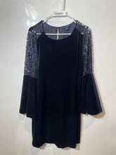Load image into Gallery viewer, Tommy Hilfiger Womens Navy Blue Lace Bell Sleeve Crew Neck Shift Dress Size 10