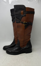 Load image into Gallery viewer, Unbranded Womens Black Brown Leather Round Toe Knee High Riding Boots Size 8