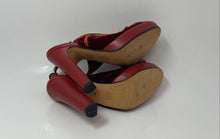 Load image into Gallery viewer, Luca Luca Womens Orange Buckle Peep Toe Bow Slingback Sandals Size 6