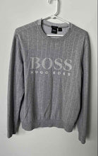Load image into Gallery viewer, Hugo Boss Mens Gray Pinstripe Long Sleeve Crew Neck Pullover Sweatshirt Size M