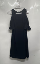 Load image into Gallery viewer, Tommy Hilfiger Womens Black Cold Shoulder Sleeve Round Neck Zip Shift Dress Sz 4
