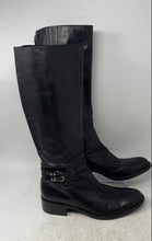 Load image into Gallery viewer, Via Spiga Womens Black Leather Closed Toe Knee High Riding Boots Size 9.5
