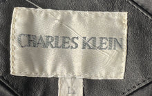 Load image into Gallery viewer, Charles Klein Womens Black Leather Notch Lapel Trench Coat Jacket Size Large