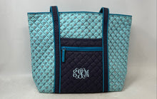 Load image into Gallery viewer, Vera Bradley Womens Blue Double Handle Inner Outer Pockets Shoulder Tote Handbag