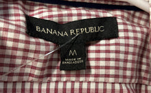 Load image into Gallery viewer, Banana Republic Mens Red White Plaid Long Sleeve Collared Button-Up Shirt Size M