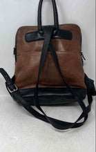 Load image into Gallery viewer, Womens Brown Black Leather RFID Pocket Adjustable Strap Medium Backpack