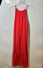 Load image into Gallery viewer, Banana Republic Womens Red Tie Neck Sleeveless Ruffle Hem Maxi Dress Size L