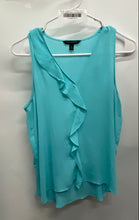 Load image into Gallery viewer, Banana Republic Womens Blue Ruffle V-Neck Sleeveless Pullover Blouse Top Size S