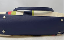 Load image into Gallery viewer, Dana Buchman Womens Navy Blue Cream Floral Pockets Double Handle Shoulder Bag
