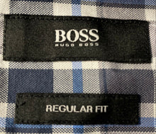 Load image into Gallery viewer, Boss Hugo Boss Mens Blue Plaid Long Sleeve Regular Fit Button-Up Shirt Size M