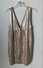 Load image into Gallery viewer, Zara Womens Silver Beige Shimmer Sleeveless Pockets V-Neck Mini Dress Size M